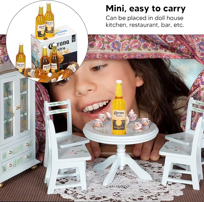 VINGVO Miniature Beer Bottles Dollhouse Accessories 1:12 Mini Portable Dollhouse Miniature Wine Bottles, Beer Can Beer Bottle Models for Fairy Garden Pub Bar Dolls House Tableware Decoration
