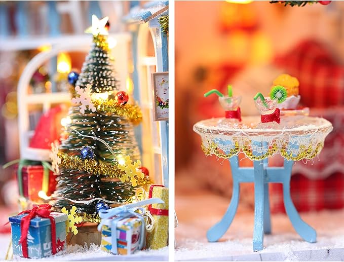 GuDoQi DIY Miniature Dollhouse Kit, Tiny House kit with Music, Miniature House Kit 1:24 Scale, Great Handmade Crafts Gift for Birthday, Christmas Night
