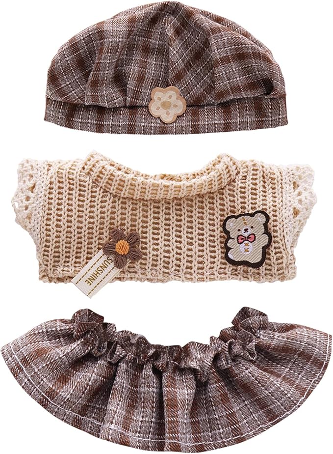 Clothes for Labubu, Doll Outfit Accessories Designed for 15 & 17cm Labubu (British Plaid)