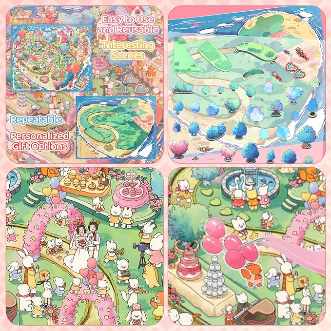 DIY 3D House Stickers Large Size, 14.2X 10 inch Miniature Scene Stickers for Teens Adults Cute Make Own House, Sticker Scene Rooms Book Romantic Undersea Wedding for Relief Stress Pass The Time