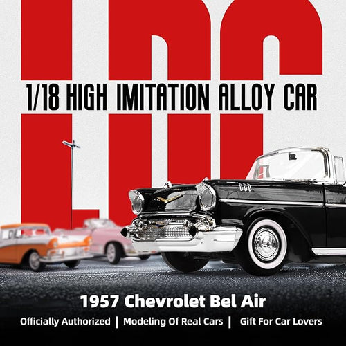 1957 Chevrolet Bel Air Convertible 1:18 Diecast Model Car Working Doors, Premium Alloy Classic Collection Car Collector's for Kids Men and Teens Dad 14+ Year