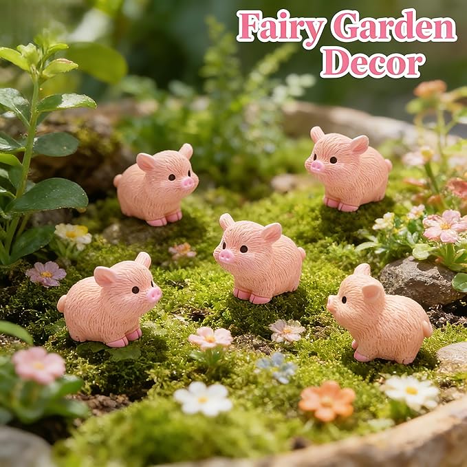 50 PCS Mini Pink Pig Figurines - 1.5 Inch Resin Pigs for Fairy Gardens, Home Decor, Wedding Centerpieces, Desk Accessories & DIY Crafts
