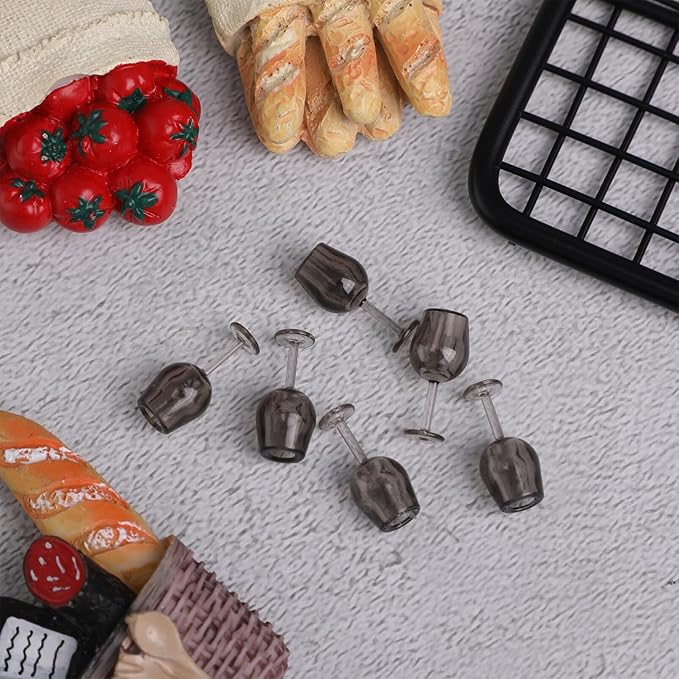 10pcs Miniature Dollhouse Wine Glasses Kids Dollhouse Kitchen Accessories Miniature Cocktail Glasses Decoration