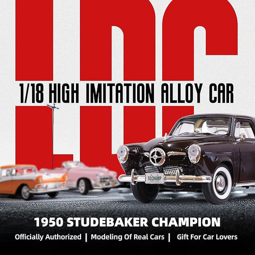 1950 Studebaker Champion 1/18 Scale Die-Cast Metal Model Premium Classic Vintage Alloy Collection Cars with Display Case, for Kids Men and Teens Dad 14+ Year