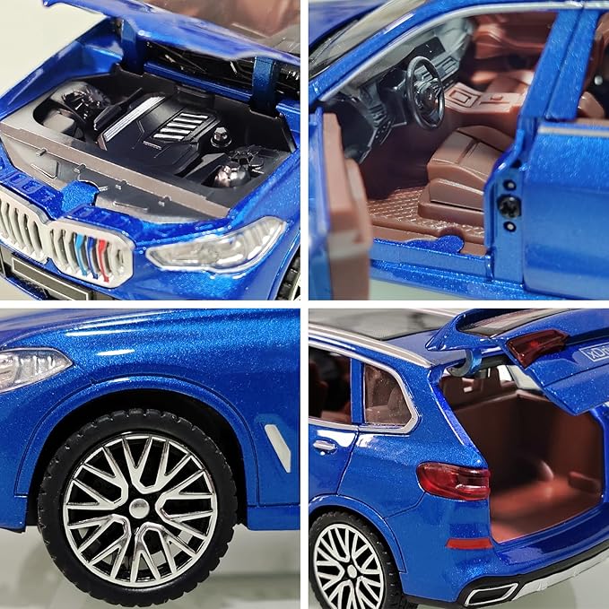 Toy Cars Compatible for X5 1/32 Metal Model Car Toys with Light and Sound Pull Back Collectible Model for Children Age 3 + Year Old Festival Gift(Blue)