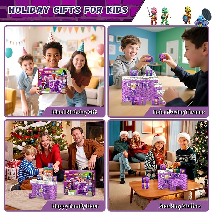 48PCS Magnetic Blocks, Stocking Stuffers for Kids,Ideal Gifts for Ages 3 4 5 6 Year Old, Magnetic Cubes Sensory Montessori Toys for 3 4 5 6 7 8 Year Old Boys & Girls
