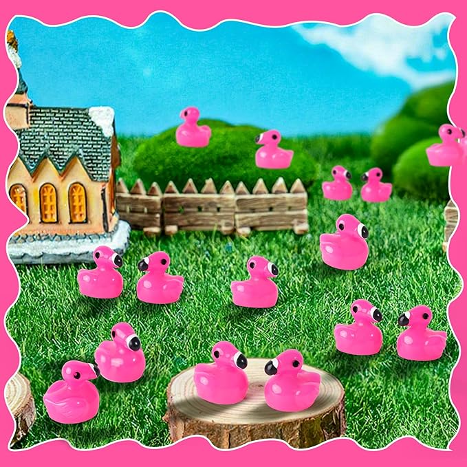 240PCS Mini Flamingo Resin Ducks Set Miniature Flamingo Gifts Tiny Animal Figurines Toy Bulk for Garden Decor DIY Craft Micro Landscape Fairy Party