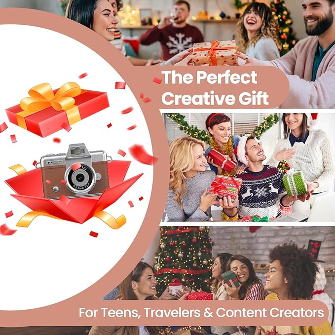 Mini Keychain Camera, 2K Retro Digital Camera with 1.47‘’ Flip Screen & Built-in Flash for Selfies - Includes 32GB SD Card, Strap - Perfect for Travel, Concert, Vlogging