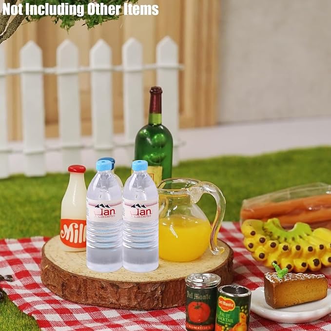 10 Pcs Mini Resin Mineral Water Bottles – 1:12/1:6 Scale Drinking Bottles for Dollhouse, Micro Aquarium, Fairy Gardens, Restaurant, Kitchen Décor, Craft Supplies & Model Scenes