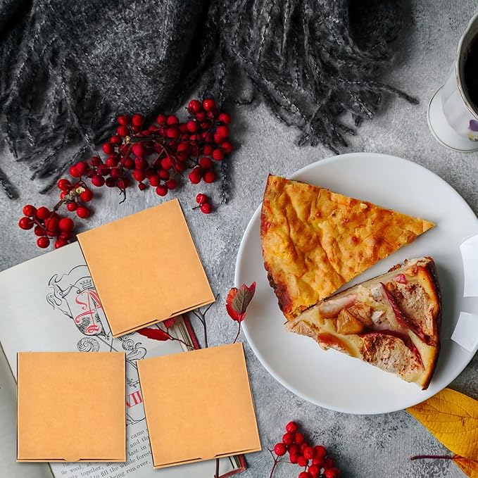 WANGDEFA 50 Pack Kraft Small Boxes - 3.5 x 3.5 Inch White Pizza & Cookie Mini Pies Party Favors