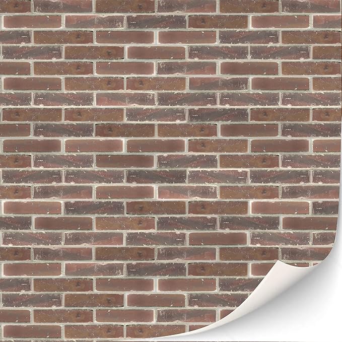 3 Sheets Self-Adhesive Wall Cladding for Dollhouse 1:12 Scale (Brown Bricks)