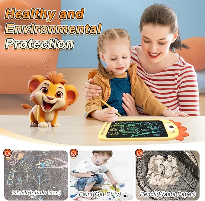 CHAFEGY 10 Inch LCD Writing Tablet, Erasable Doodle Board Toy, Cute Lion Drawing Pad for Kids Ages 2-6 - Educational Christmas Birthday Gift (Lion)