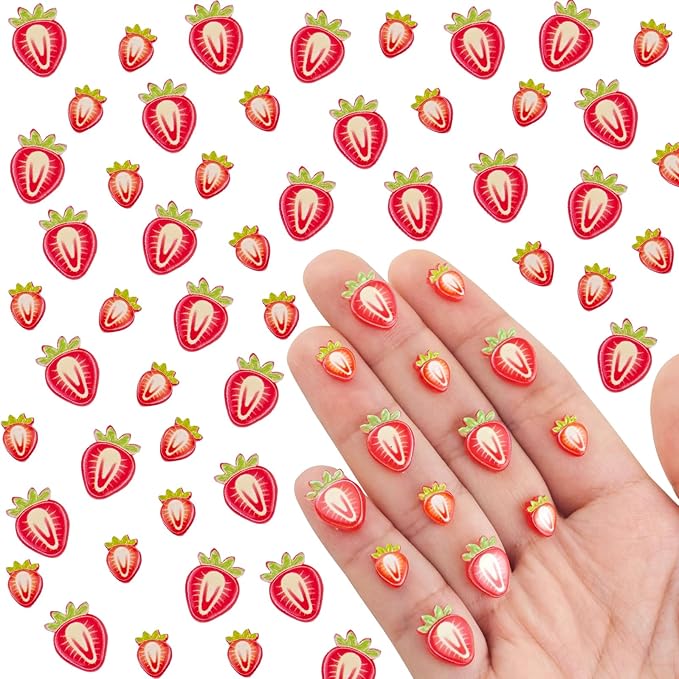120 Pieces Tiny Strawberry Decor for Dollhouse Micro Resin Decor for DIY Crafts Mini Things for Fairy Garden Micro Landscaping Decoration