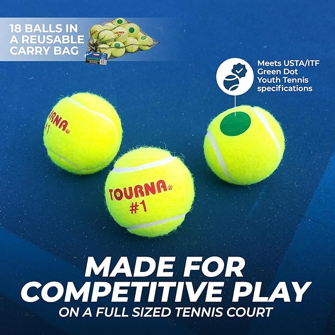 Tourna Green Dot Low Compression Tennis Balls