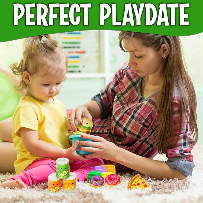 Playbees Mini Squish Fast Food Toys - 10 Pack - Assorted Designs Slow-Rise Stress Relief Toys for Kids, Mini Fidget Toys for Sensory Play, Party Favors, Junk Food Goodie Bag Fillers for Boys & Girls