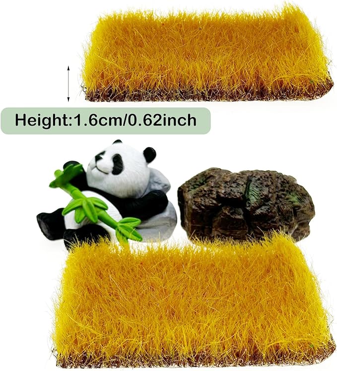 Woohome 2 PCS Static Grass Tuft Railway Artificial Grass for Train Scenery, Railway Landscape, Military Sand Table DIY, Yellow