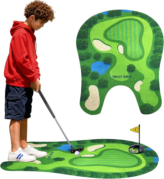 PITCOTT Toilet Golf Game, Mini Golf That Can Be Played in The Bathroom - Wonderful Toilet Time, Gag Gifts,Funny White Elephant Gift, Prank Gift for Dad Husband, Boyfriend, Men