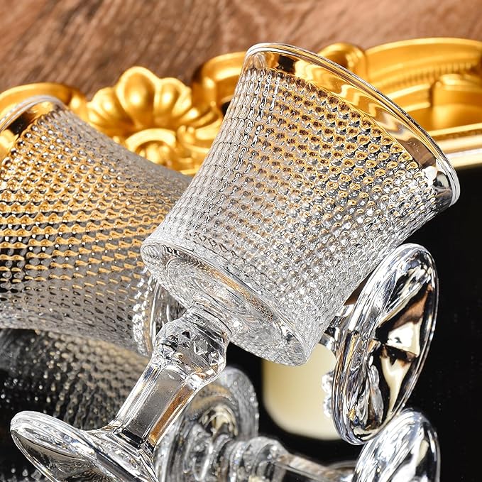 Jaepsing Shot Glasses, 2oz Etching Patterns Glasses Set of 6, Fancy Shot Glasses/Great for White and Red Wine/Mini Wine Glass Clear/Tasting Glasses/Cute