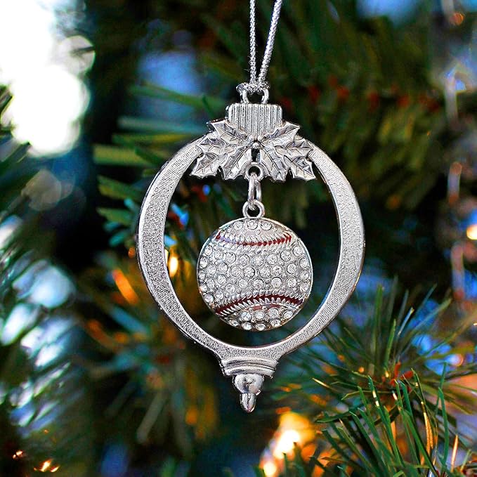 Inspired Silver - Baseball - Silver Christmas Ornament - Unique Charm Christmas Tree Ornament - Holiday Hanging Decoration
