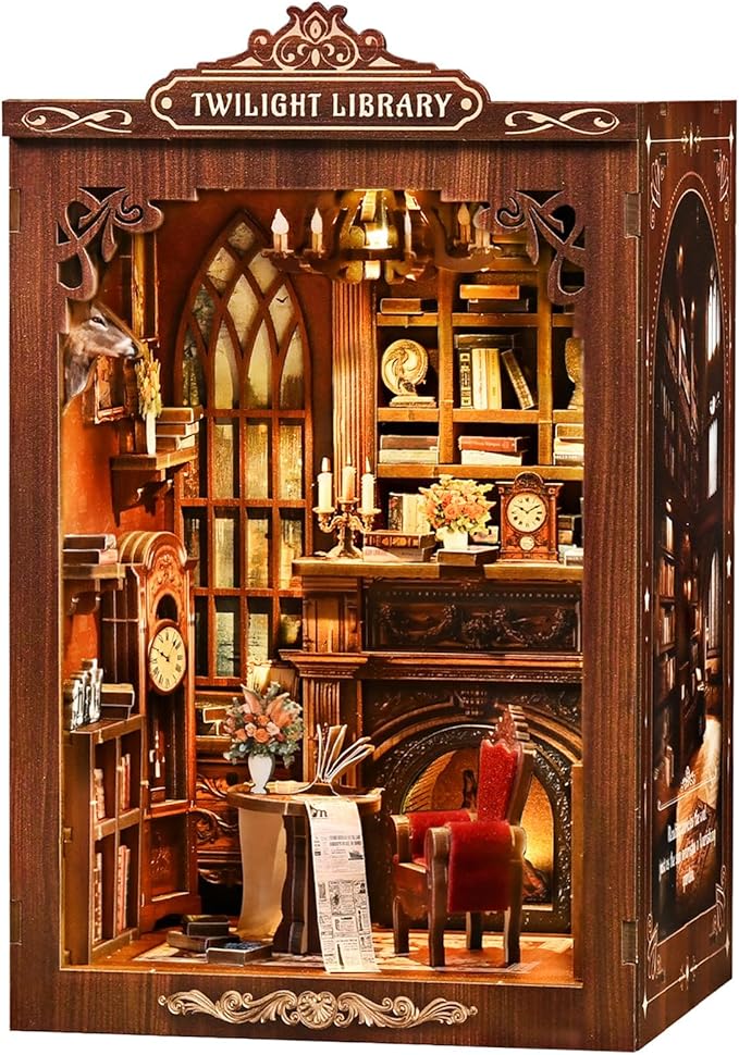 Book Nook Kits 3D Wooden Puzzles for Adults Crafts Miniature Dollhouse Kit & DIY Miniature House Kit, Tiny House Building Kit Bookshelf Decor - The for Family and Friends