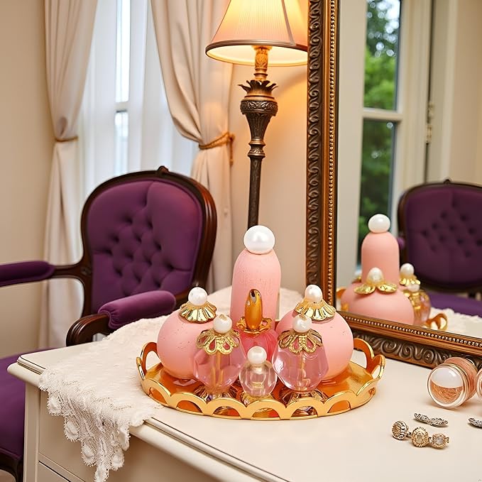 1Pc Pink 1/12 Miniature Perfume Tray Dollhouse Decoration Accessories, Dollhouses Accessories，Dollhouse Decor，Miniature Dollhouse DIY Accessorie