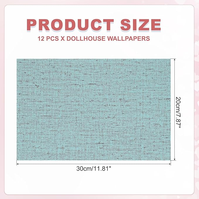 uxcell 12 Sheets Miniature Dollhouse Wallpaper, Linen Texture Self-Adhesive PVC Flooring Wall, Mini Wall Decor for Dollhouse Sand Table Model Accessories 11.81 x 7.87 Inch (Dark Blue)