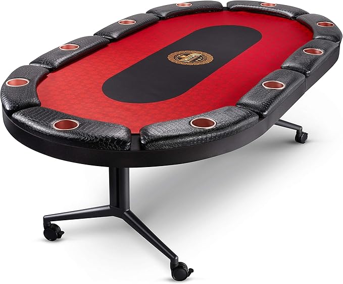 Triton Premium Poker Table for 10 Players - Foldable and Long-Lasting Poker Table, Luxurious Vegas Style Casino Experience at Home