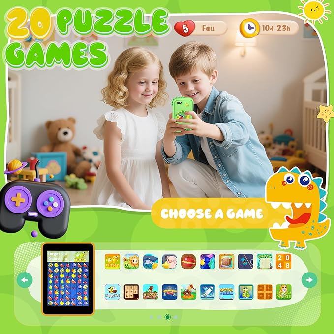 Kids Smart Phone Toys for Girls,Christmas Birthday Gifts for Girls Age 3-10 Kids Cell Phone Toys with 2.8" Touchscreen 20 Learning Games Dual Camera Music Player, 8G SD Card