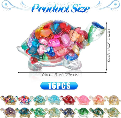 16 PCS Mini Crystal Turtle Figurine Handmade Sea Turtle Animal Figurine Healing Resin Decor Art Animal Statues for Home Office Birthday Party Gift Party Favors