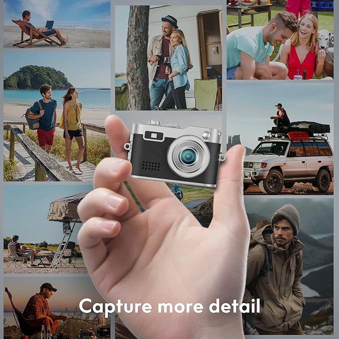 Mini Keychain Camera - 1080P FHD Mini Retro Digital Camera - Tiny Portable Small Cameras Vintage Compact Micro Cameras - Pocket Video Recorder with 16GB Card, OTG Adapters for Travel Study Recording
