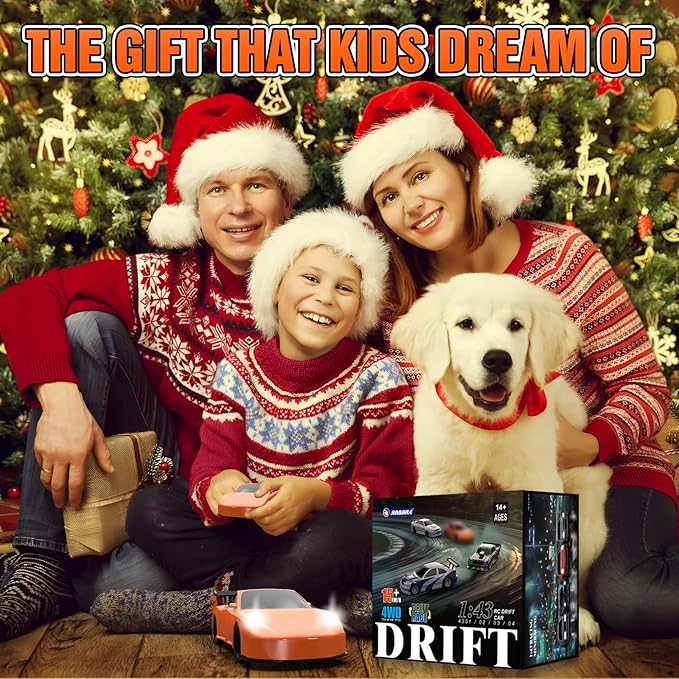 RC Drift car, 1/43 Mini Rc Drift car with Gyroscope, 2.4GHz Full Proportional Remote control Cars, 4WD High Speed Racing with Lights, Racing Tires, Model Cars Gift for Adults, Kids, Boys, Girls