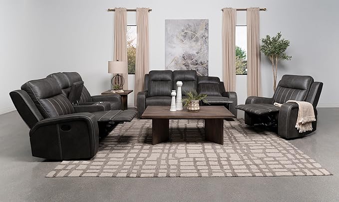 Coaster Home Furnishings Raelynn 3-Piece Upholstered Reclining Sofa Set Grey 603191-S3