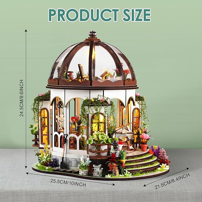 2025 New DIY Miniature House Kit, Dollhouse Kit with LED Light, Mini House Building Kits for for Adult to Building, Christmas Home Decorations Gifts for Friends, Castle Flower House