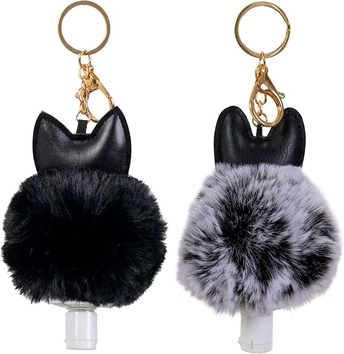 Dreams and Whispers Faux Fur Ball Pom Pom Key Chain Ring for Women Bag Pendant
