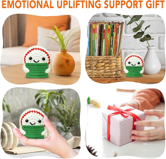 Zelaxeyi Funny Crochet Mini Baseball Gift for Baseball Lovers,Birthday Gifts for Men Women Baseballs Players Emotional Support Crochet