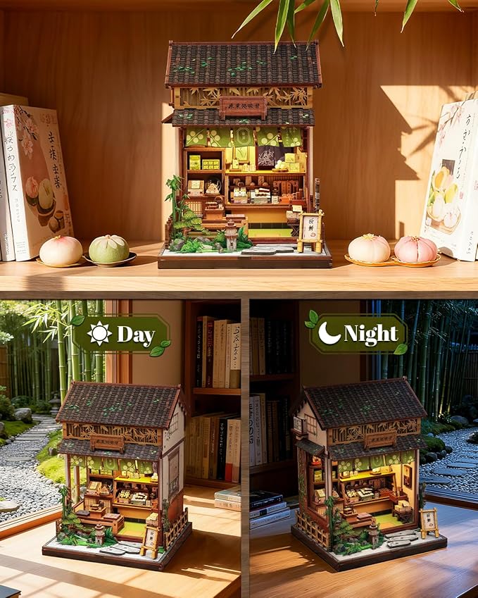 Book Nook Kit, DIY Miniature House Kits for Adult and Teens, Dollhouse Tiny Booknook Garden House Bookshelf, DIY Craft Gifts for Family and Friends