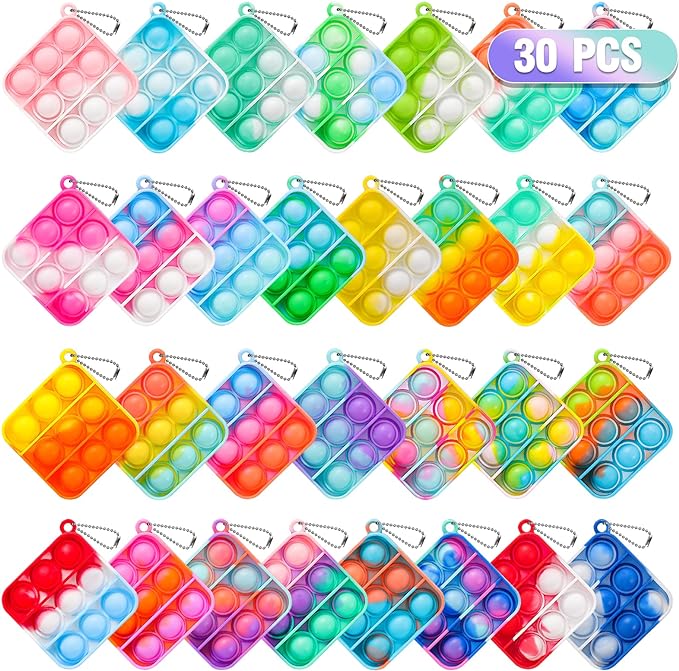 Pop Fidget Toys Bulk Its Party Favors for Kids 4-8 8-12 30 Pack Mini Pop Keychain It Valentines Day Gifts for Kids Small Fidgets for Classroom Prizes Student Gifts Birthday Goodie Bag Stuffers Fillers