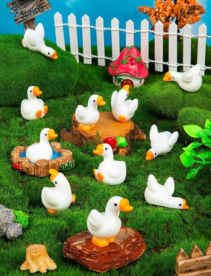 36pcs Mini Resin Goose Figurines, Tiny Animal Figurine Bulk, Small Desk Goose Decor for Garden Lawn Yard Micro Landscape Aquarium Potted Ornament DIY Craft ﻿