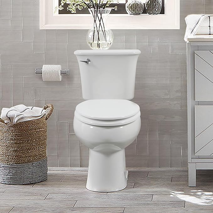 White Round Toilet Seat Natural Wood Toilet Seat with Zinc Alloy Hinges, Easy to Install also Easy to Clean, Scratch Resistant Toilet Seat by Angol Shiold (Round, White)