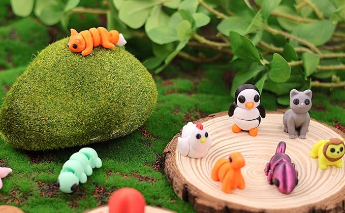 25 pcs Animal Figurines, 3D Printed Animal Figurines Set, Articulated, Party Favors, Pocket Fidget Toys Bulk, Goodie Bag Stuffers, Valentines Day Gifts for Boys Girls Toddlers, Classroom rewards