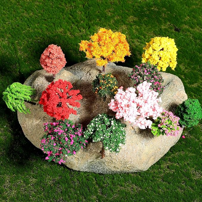 TOPPERFUN 12Pcs Miniature Model Trees Set 3.34In Small Fake Trees for Train Scenery DIY Craft Decorations Architectural Model Landscaping Accessories