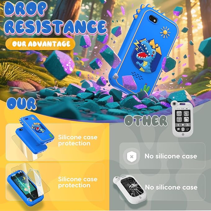Kids Smart Phone Toys for Boys,Christmas Birthday Gifts for Girls Age 3-10 Kids Cell Phone Toys with 2.8" Touchscreen 20 Learning Games Dual Camera Music Player, 8G SD Card
