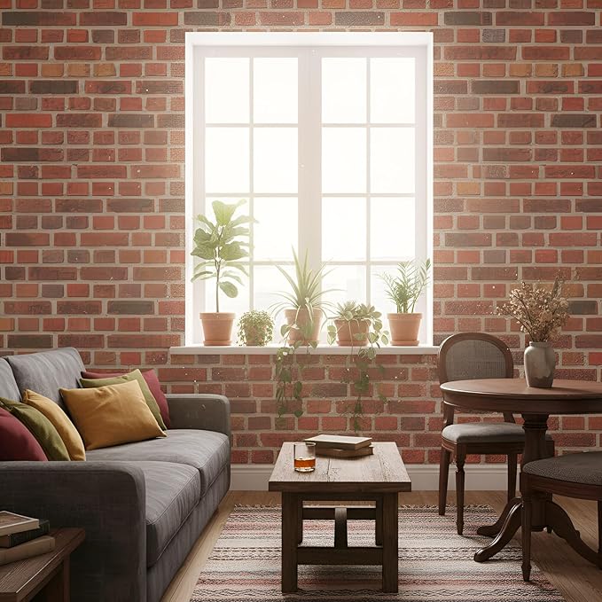 Flutesan 3 Pcs Miniature Dollhouse Wallpaper and Flooring Peel and Stick 1:12 Scale Self Adhesive Doll House Wallpaper DIY Mini Dollhouse Accessories 8.27 x 11.69 Inch(Brick Wall)