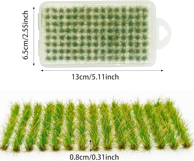 Woohome 120 PCS Bushy Tufts Static Grass Tuft Model Grass Tuft for DIY Miniature Train Landscape Terrain Railway Scenery Decorations, Green