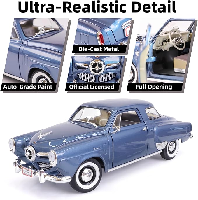 1950 Studebaker Champion 1/18 Scale Die-Cast Metal Model Premium Classic Vintage Alloy Collection Cars with Display Case, for Kids Men and Teens Dad 14+ Year