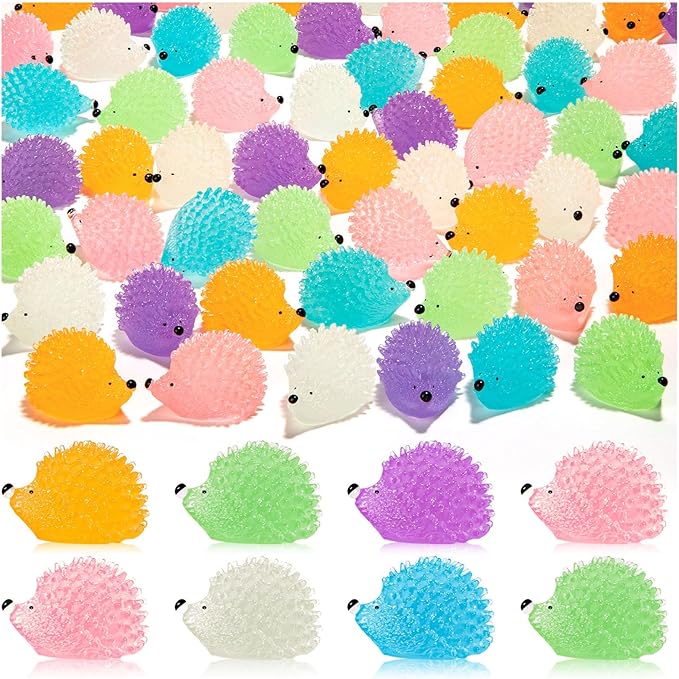120PCS Luminous Mini Resin Hedgehogs Cute Miniature Hedgehog Figures Glow in The Dark, Tiny Resin Hedgehogs Animals for Dollhouse Micro Landscape DIY Home Outdoor Decor