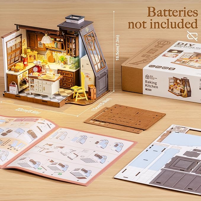 Rolife DIY Miniature House Kit for Adults, Mini Wooden Dollhouse Kit, Tiny House Diorama Building Kits-Birthday Christmas Craft Hobbies Gift for Teens Kids (Baking Kitchen)