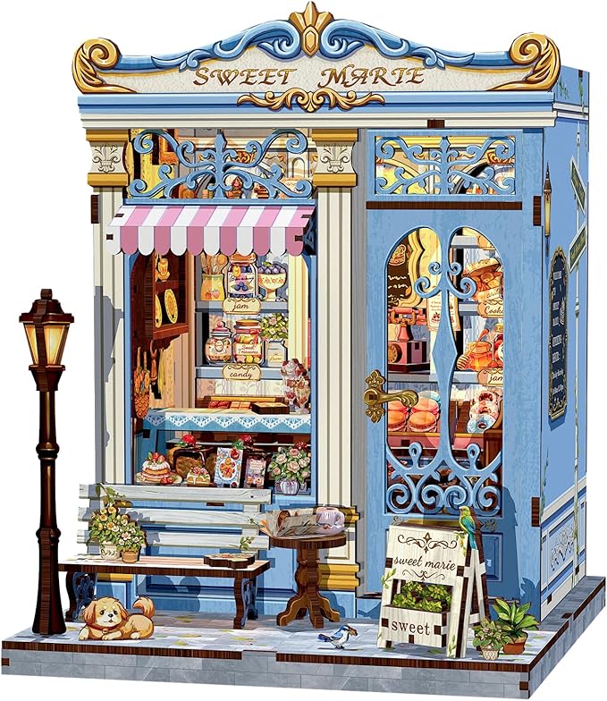 Fsolis Book Nook Kit - DIY Bookshelf Miniature Kit for Adults, 3D Puzzle Booknook Bakery Tiny House Craft Gifts for Women Readers Book Lovers (Sweet Marie)