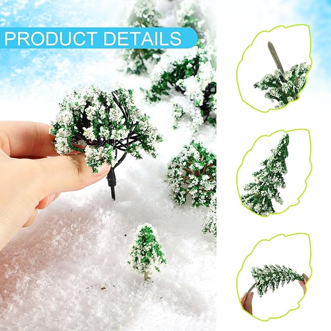 Skylety 70 Pieces Model Trees 1.2-6.3 Inch Mixed Miniature Toy Trees Diorama Supplies Fake Plants for Train Scenery Architecture DIY Crafts, Building Model Scenery Landscape Natural Green(Novel)