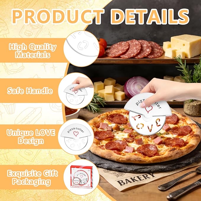 30Pcs Pizza Cutter Wedding Party Favors for Guests, Mini Stainless Steel Pizza Cutter with Red Gift Box for Bridal Baby Shower Decoration Return Souvenirs Prizes (30, Red)